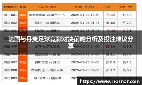 法国与丹麦足球竞彩对决前瞻分析及投注建议分享